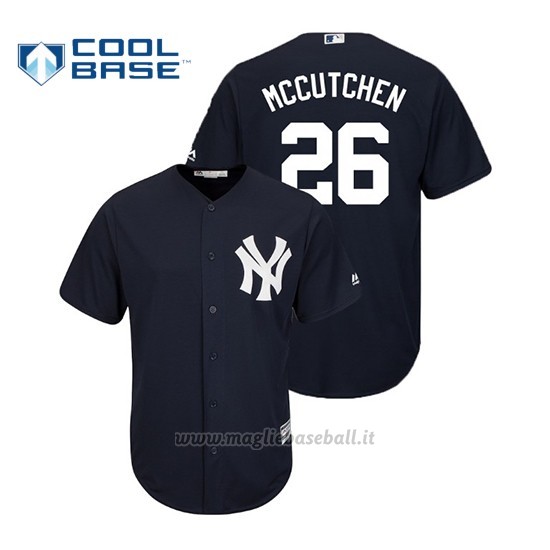 Maglia Baseball Uomo New York Yankees Andrew Mccutchen Cool Base Majestic Replica Alternato Blu